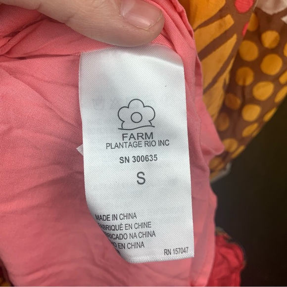 Farm Rio size small pink orange floral midi dress tropical cottage sunflower - Picture 9 of 15